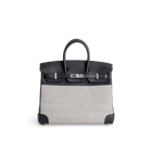 BIRKIN 25 ECRU TOILE SWIFT LEATHER NOIR (BLACK) WITH PALLADIUM HARDWARE (PHW)