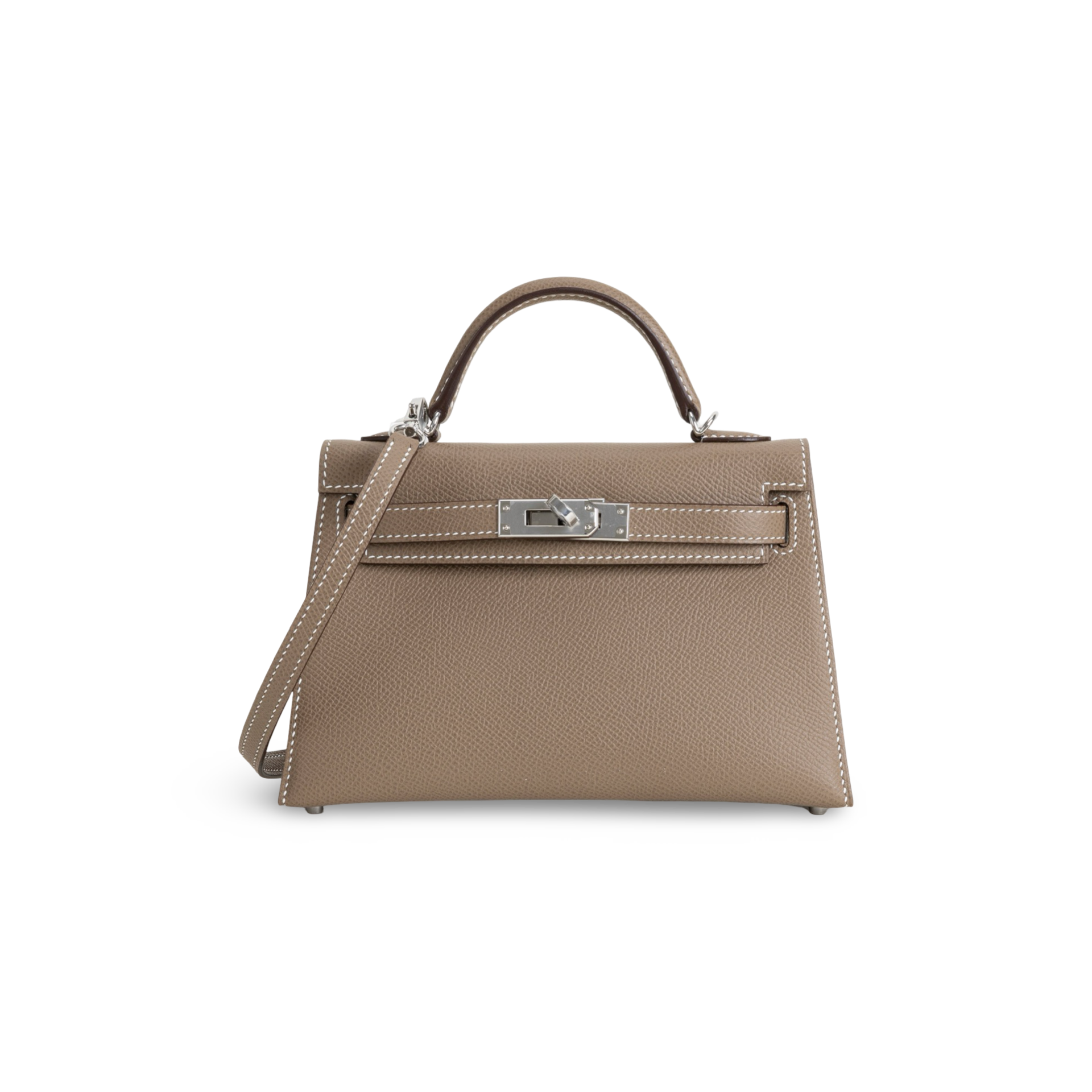 MINI KELLY II (20) EPSOM LEATHER ETOUPE WITH PALLADIUM HARDWARE (PHW)