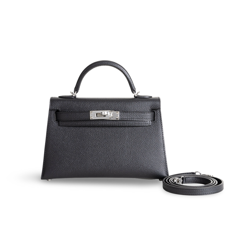 MINI KELLY II (20) EPSOM LEATHER NOIR (BLACK) WITH PALLADIUM HARDWARE (PHW)