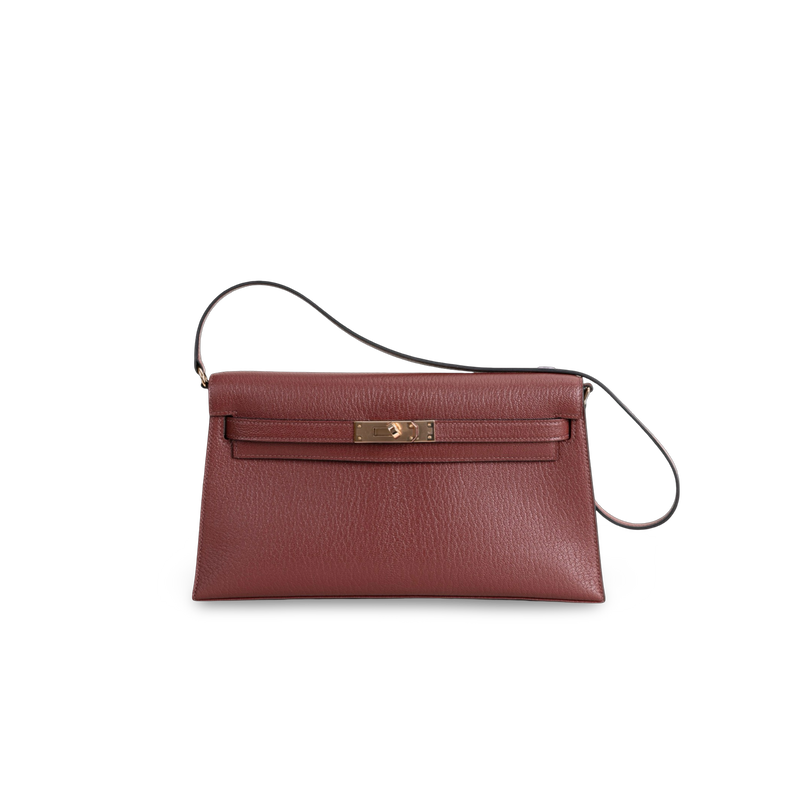 KELLY ELAN CHEVRE LEATHER ROUGE H WITH ROSE GOLD HARDWARE (RGHW)