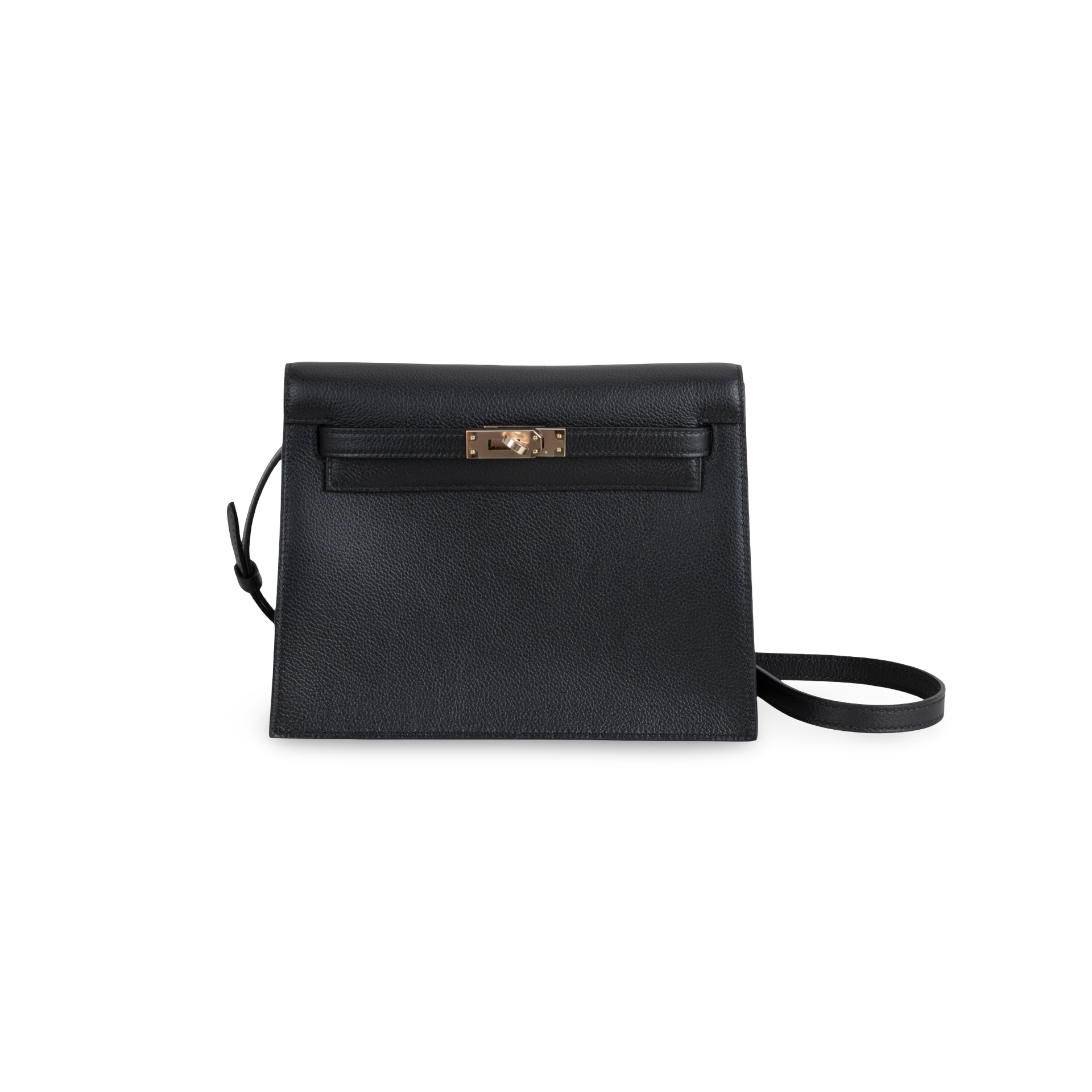 KELLY DANSE EVERCOLOR LEATHER NOIR (BLACK) WITH ROSE GOLD HARDWARE (RGHW)