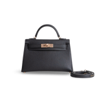 MINI KELLY II (20) EPSOM LEATHER NOIR (BLACK) WITH ROSE GOLD HARDWARE (RGHW)