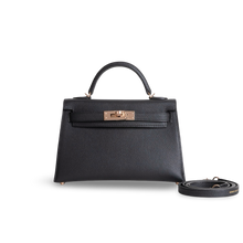 MINI KELLY II (20) EPSOM LEATHER NOIR (BLACK) WITH ROSE GOLD HARDWARE (RGHW)