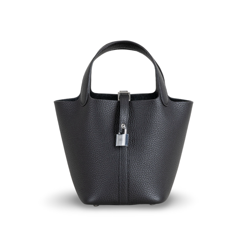 PICOTIN 18 LOCK CLEMENCE LEATHER NOIR (BLACK) WITH PALLADIUM HARDWARE (PHW)