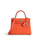 KELLY 25 TOGO LEATHER FEU ORANGE WITH PALLADIUM HARDWARE (PHW)