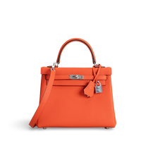 KELLY 25 TOGO LEATHER FEU ORANGE WITH PALLADIUM HARDWARE (PHW)