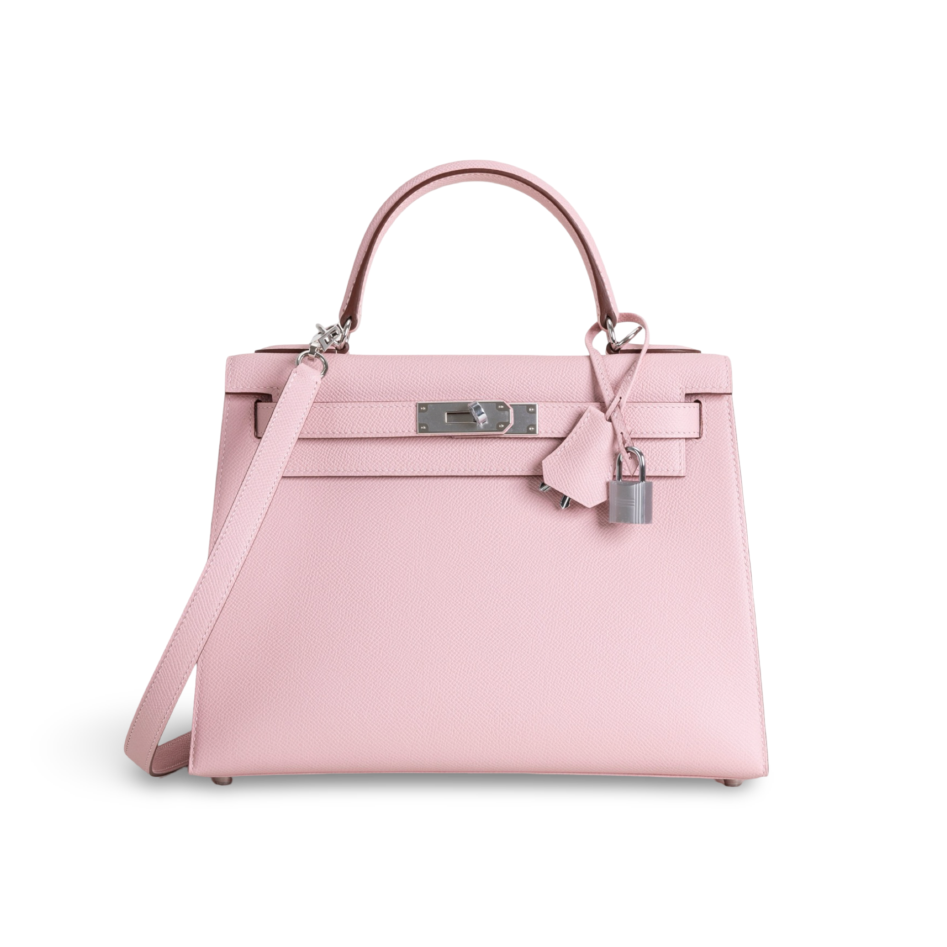 KELLY 28 EPSOM LEATHER ROSE SAKURA WITH PALLADIUM HARDWARE (PHW)