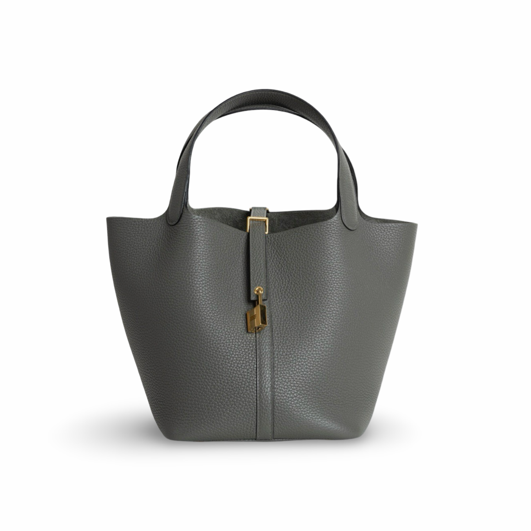PICOTIN 22 LOCK CLEMENCE LEATHER GRIS MEYER WITH GOLD HARDWARE (GHW)