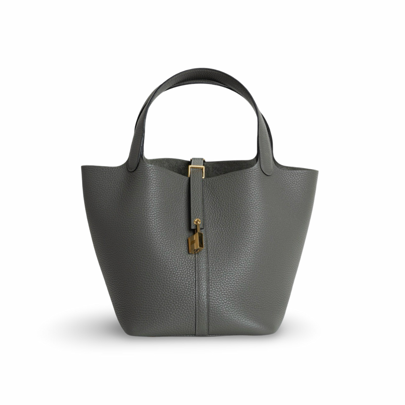 PICOTIN 22 LOCK CLEMENCE LEATHER GRIS MEYER WITH GOLD HARDWARE (GHW)