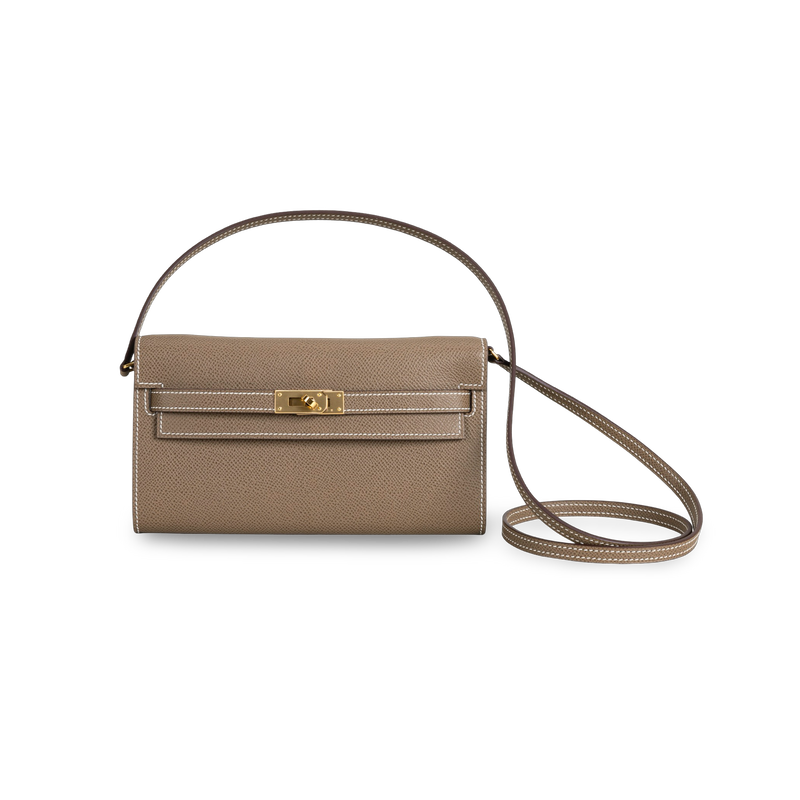 KELLY TO GO EPSOM LEATHER ETOUPE WITH GOLD HARDWARE (GHW)