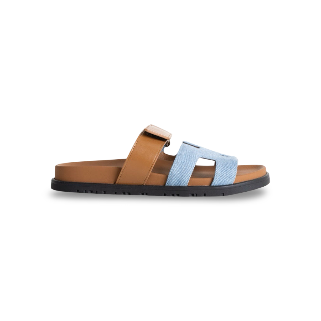 CHYPRE SANDALS CANVAS BLEU CLAIR & NATUREL