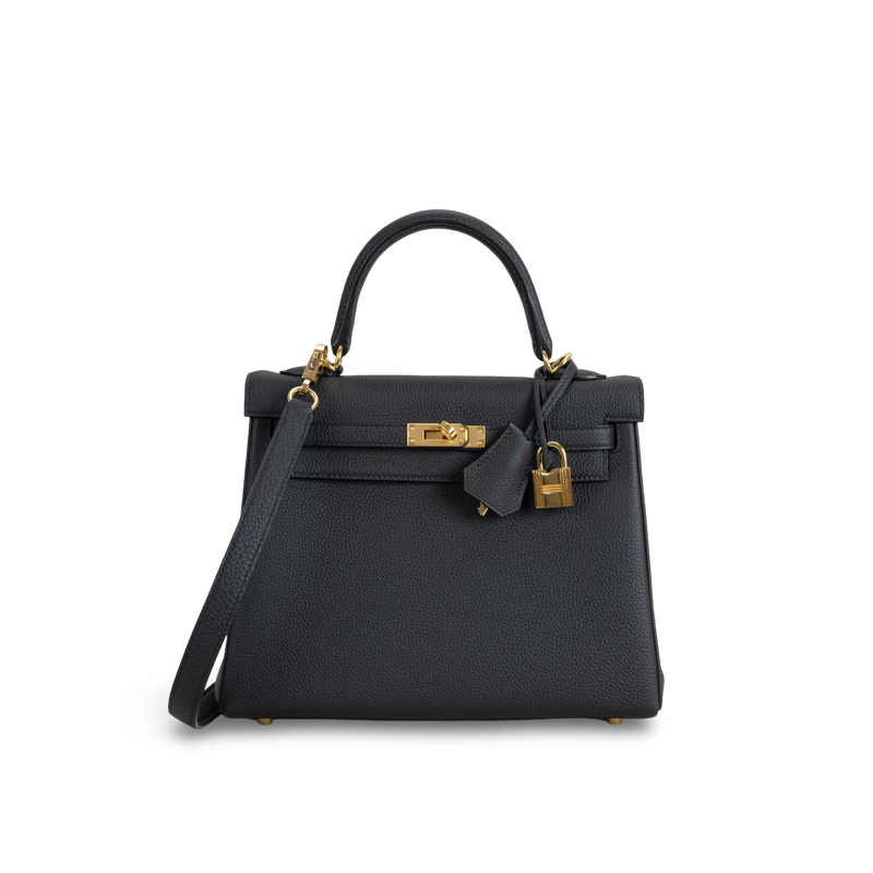 KELLY 25 TOGO LEATHER NOIR (BLACK) WITH GOLD HARDWARE (GHW)
