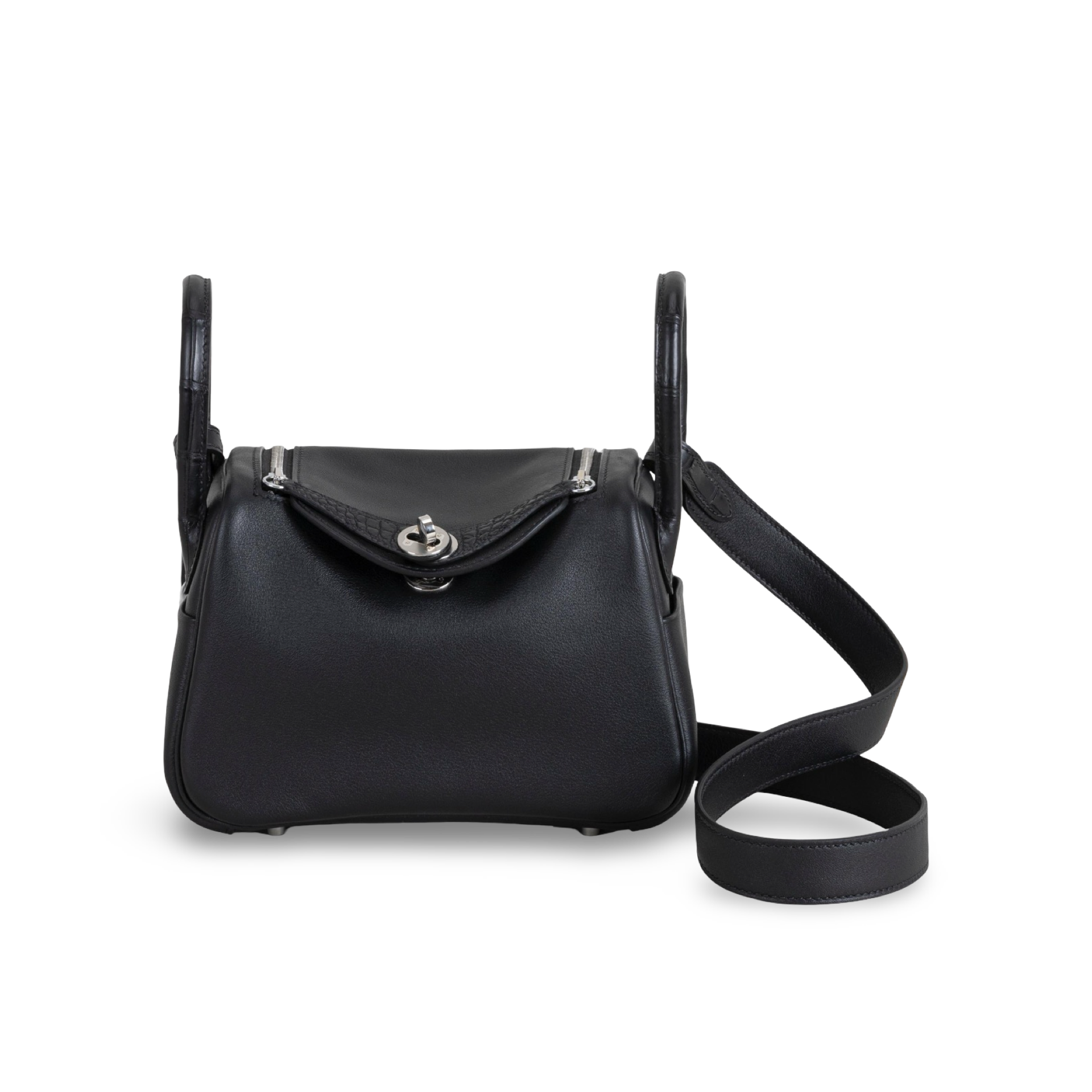MINI LINDY 20 TOUCH SWIFT LEATHER & MISSISSIPPIENSIS ALLIGATOR (MATTE) NOIR (BLACK) WITH PALLADIUM HARDWARE (PHW)