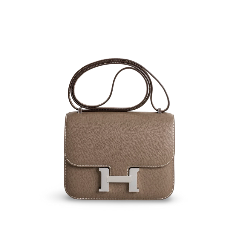 CONSTANCE 18 (MINI) EPSOM LEATHER ETOUPE WITH PALLADIUM HARDWARE (PHW)