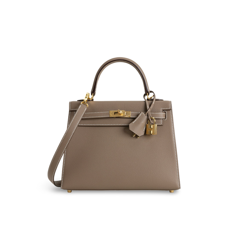 KELLY 25 EPSOM LEATHER ETOUPE WITH GOLD HARDWARE (GHW)