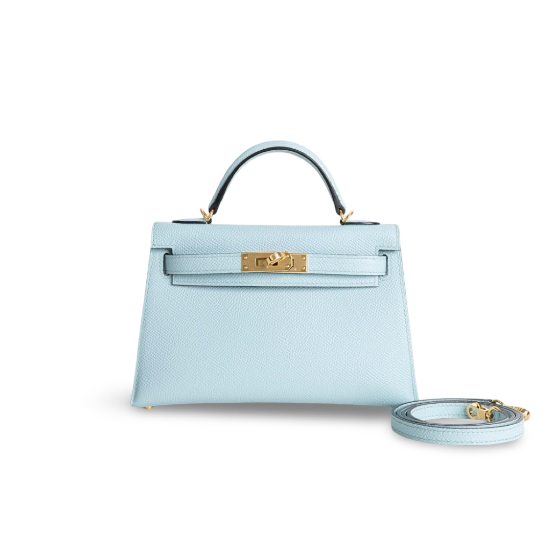 MINI KELLY II (20) EPSOM LEATHER BLEU ZEPHYR WITH GOLD HARDWARE (GHW)