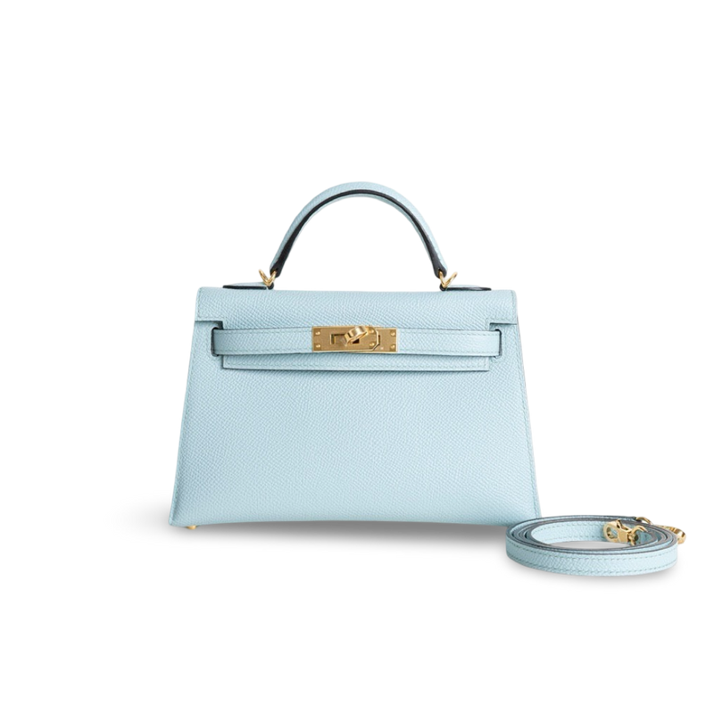 MINI KELLY II (20) EPSOM LEATHER BLEU ZEPHYR WITH GOLD HARDWARE (GHW)
