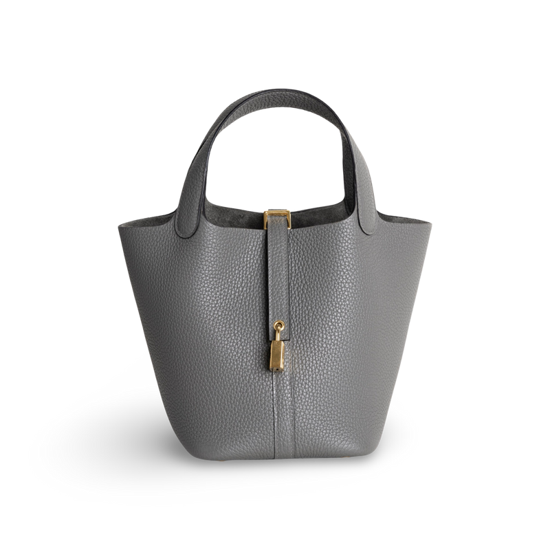PICOTIN 18 LOCK CLEMENCE LEATHER GRIS MEYER WITH GOLD HARDWARE (GHW)