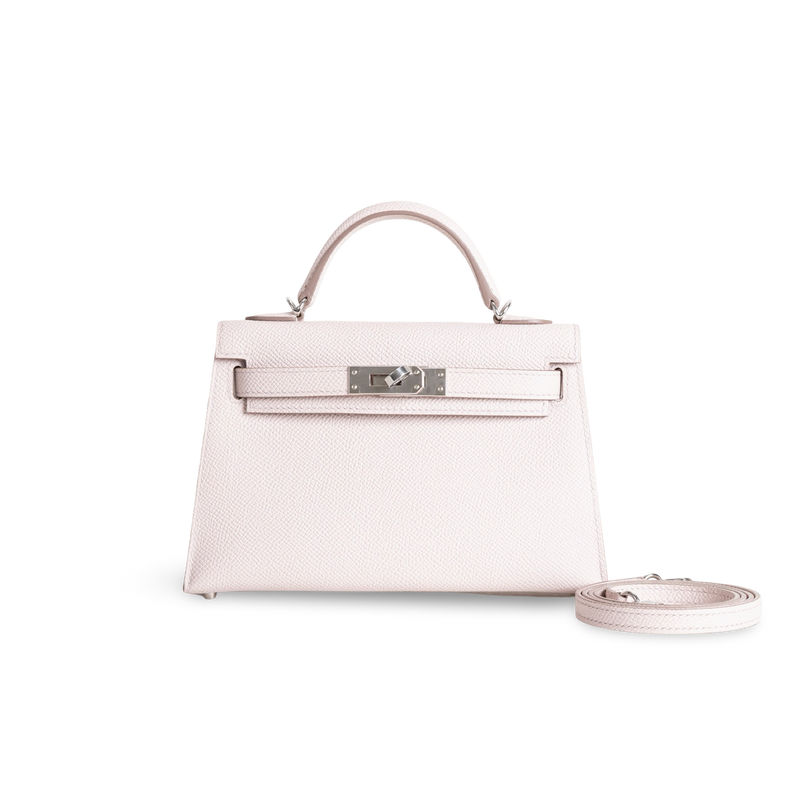 MINI KELLY II (20) EPSOM LEATHER MAUVE PALE WITH PALLADIUM HARDWARE (PHW)