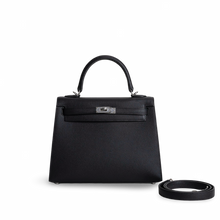 KELLY 25 EPSOM LEATHER NOIR (BLACK) WITH PALLADIUM HARDWARE (PHW)