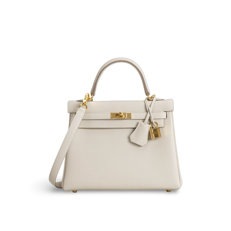 KELLY 25 TOGO LEATHER CRAIE WITH GOLD HARDWARE (GHW)