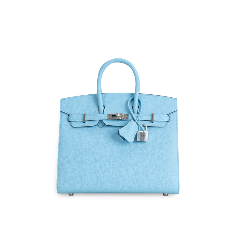 BIRKIN 25 EPSOM LEATHER (SELLIER SHAPE) CELESTE WITH PALLADIUM HARDWARE (PHW)