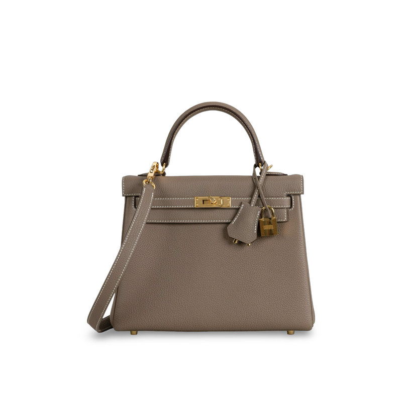 KELLY 25 TOGO LEATHER ETOUPE WITH GOLD HARDWARE (GHW)