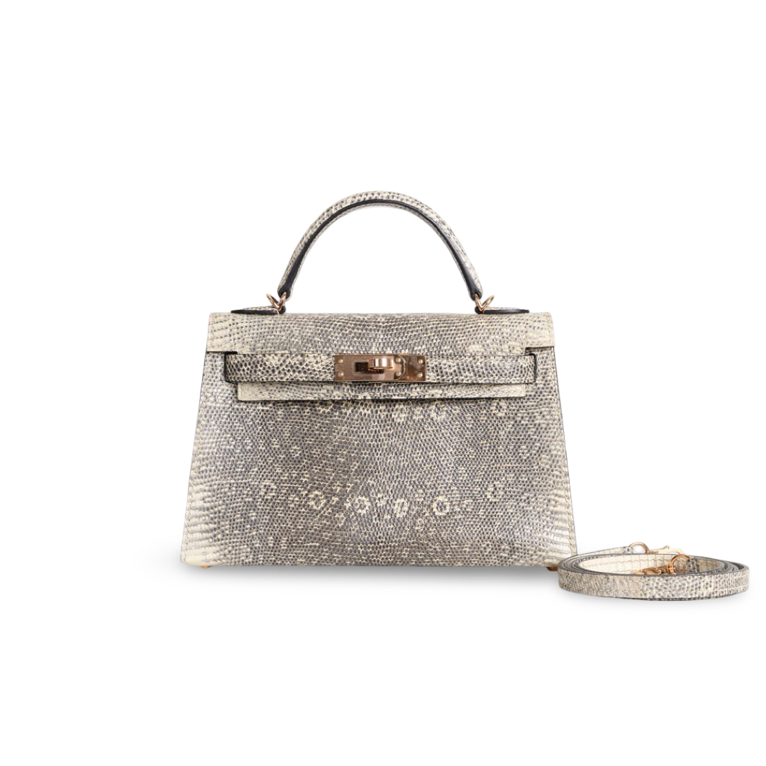 MINI KELLY II (20) OMBRE LIZARD WITH ROSE GOLD HARDWARE (RGHW)