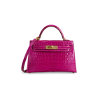 MINI KELLY II (20) SHINY (LISSE) MISSISSIPPIENSIS ALLIGATOR LEATHER ROSE SCHEHERAZADE WITH GOLD HARDWARE (GHW)