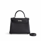 KELLY 25 TOGO LEATHER NOIR (BLACK) WITH PALLADIUM HARDWARE (PHW)