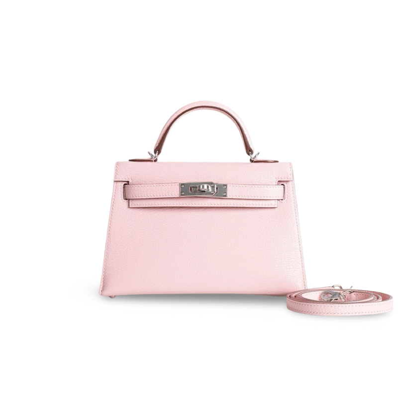 MINI KELLY II (20) CHEVRE LEATHER ROSE SAKURA WITH PALLADIUM HARDWARE (PHW)