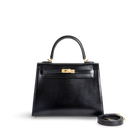 KELLY 25 BLACK BOX CALF LEATHER WITH GOLD HARDWARE (GHW)