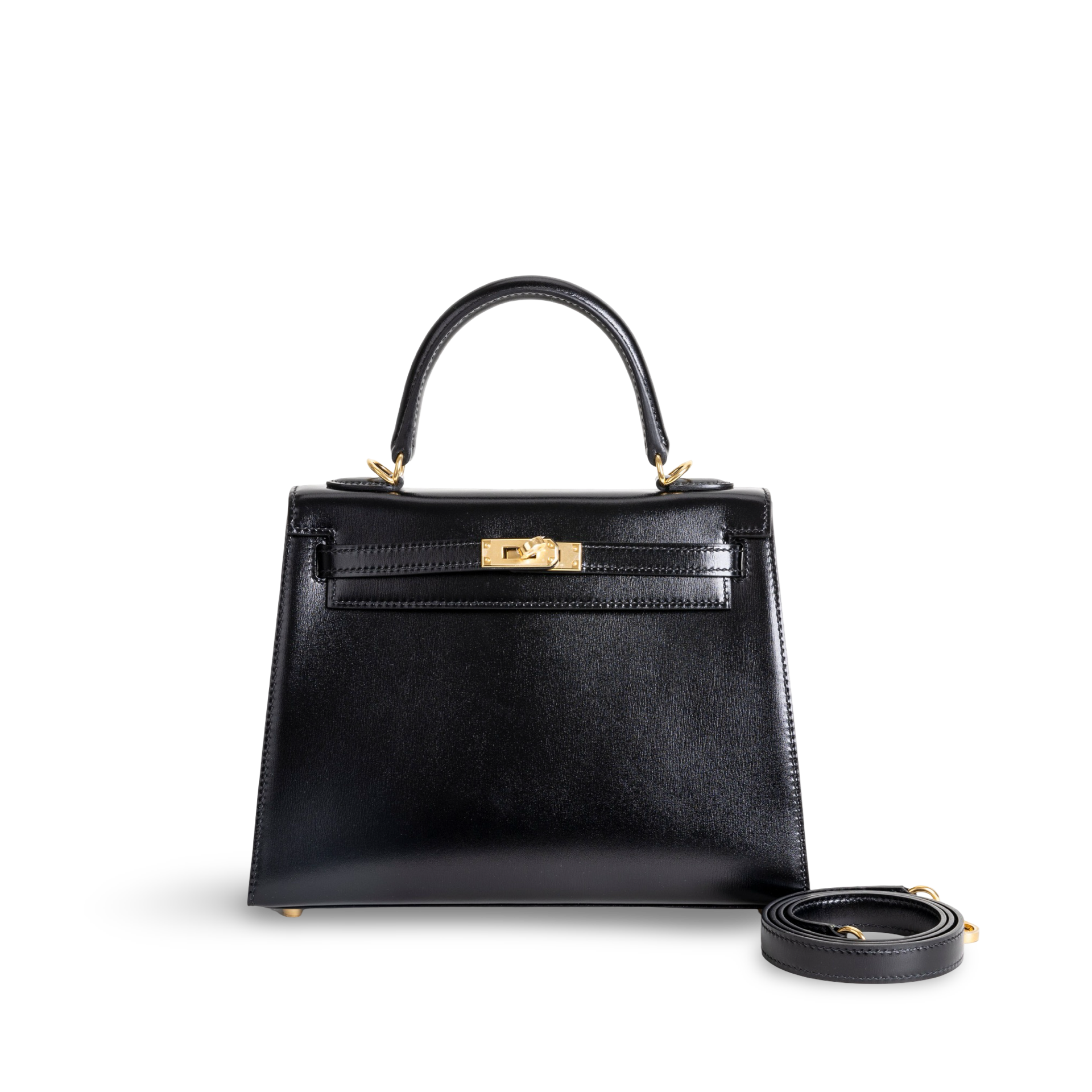 KELLY 25 BLACK BOX CALF LEATHER WITH GOLD HARDWARE (GHW)