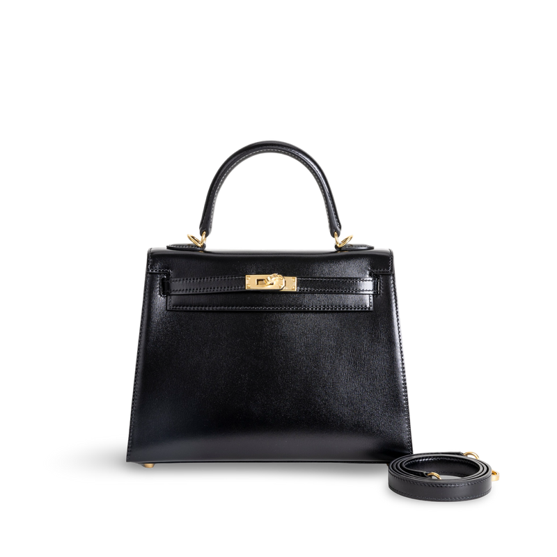 KELLY 25 BLACK BOX CALF LEATHER WITH GOLD HARDWARE (GHW)