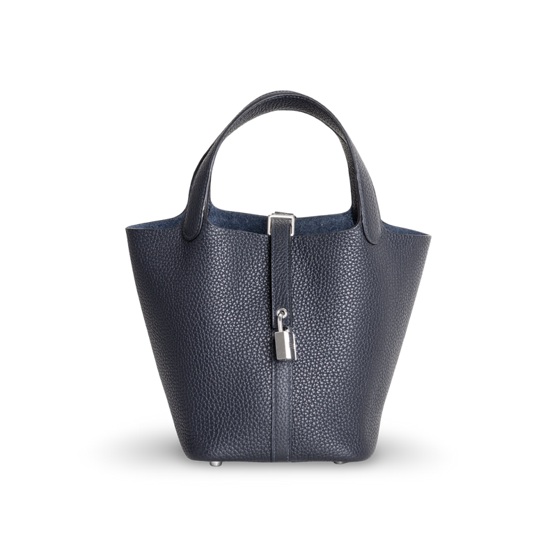PICOTIN 18 LOCK CLEMENCE LEATHER BLEU NUIT WITH PALLADIUM HARDWARE (PHW)
