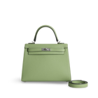 KELLY 25 EPSOM LEATHER VERT CRIQUET WITH PALLADIUM HARDWARE (PHW)