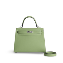 KELLY 25 EPSOM LEATHER VERT CRIQUET WITH PALLADIUM HARDWARE (PHW)