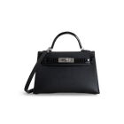 MINI KELLY II (20) TOUCH SHINY MISSISSIPPIENSIS ALLIGATOR LEATHER & EPSOM LEATHER NOIR (BLACK) WITH PALLADIUM HARDWARE (PHW)