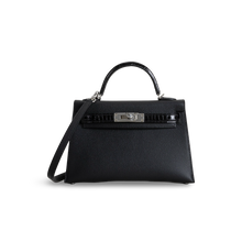 MINI KELLY II (20) TOUCH SHINY MISSISSIPPIENSIS ALLIGATOR LEATHER & EPSOM LEATHER NOIR (BLACK) WITH PALLADIUM HARDWARE (PHW)