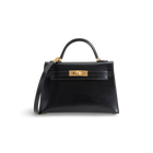 MINI KELLY II (20) BLACK BOX CALF LEATHER WITH GOLD HARDWARE (GHW)