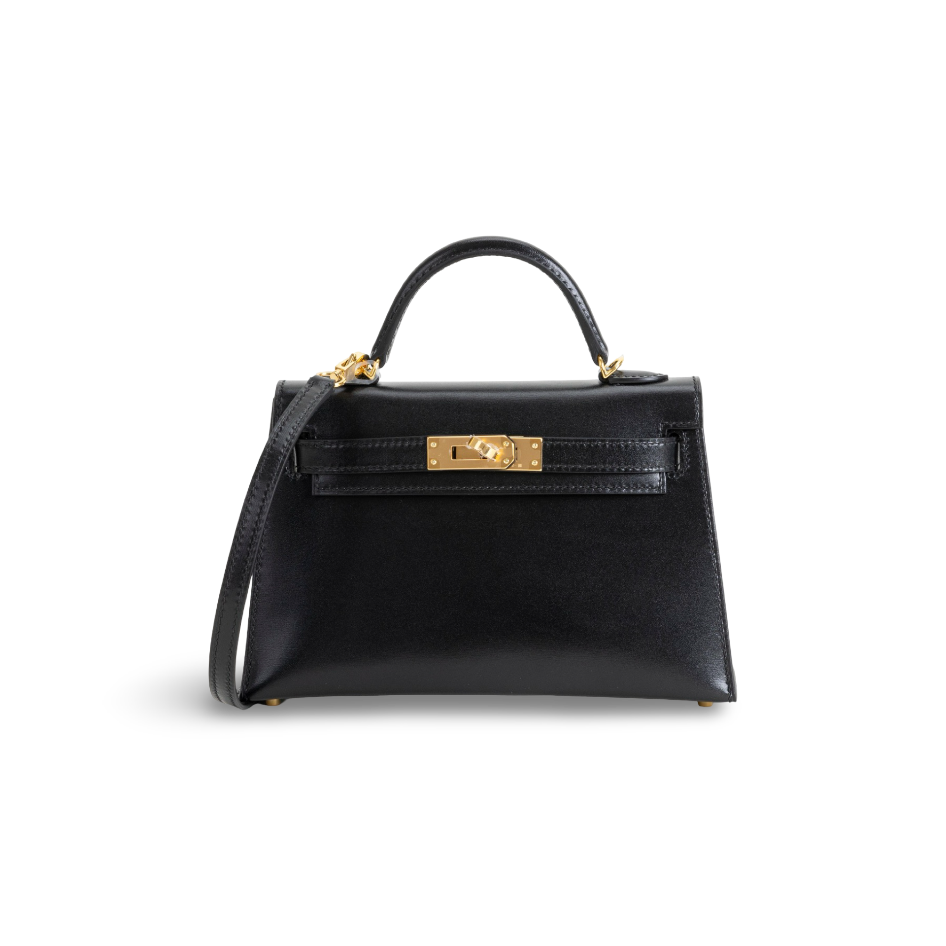 MINI KELLY II (20) BLACK BOX CALF LEATHER WITH GOLD HARDWARE (GHW)