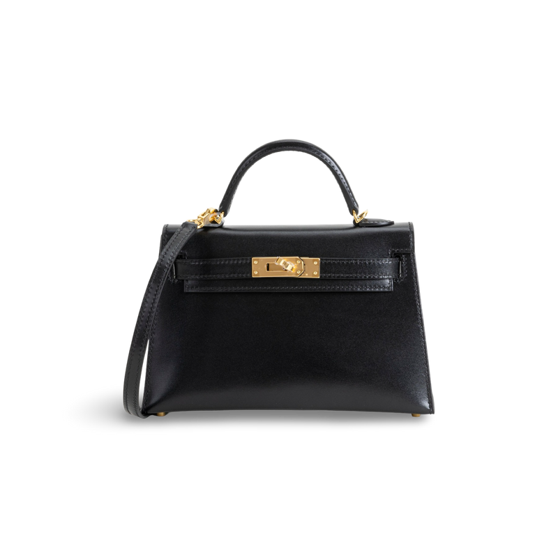 MINI KELLY II (20) BLACK BOX CALF LEATHER WITH GOLD HARDWARE (GHW)