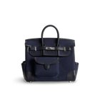 BIRKIN 25 CARGO CANVAS & SWIFT LEATHER BLEU MARINE WITH PALLADIUM HARDWARE (PHW)