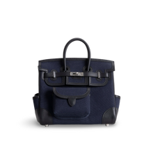 BIRKIN 25 CARGO CANVAS & SWIFT LEATHER BLEU MARINE WITH PALLADIUM HARDWARE (PHW)