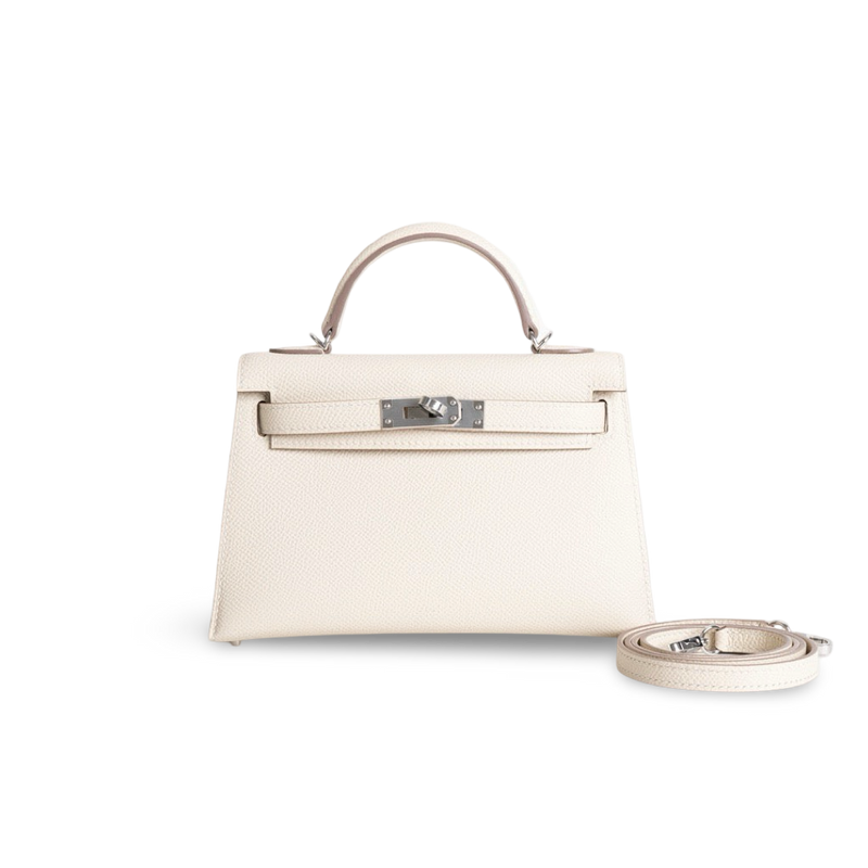 MINI KELLY II (20) EPSOM LEATHER CRAIE WITH PALLADIUM HARDWARE (PHW)