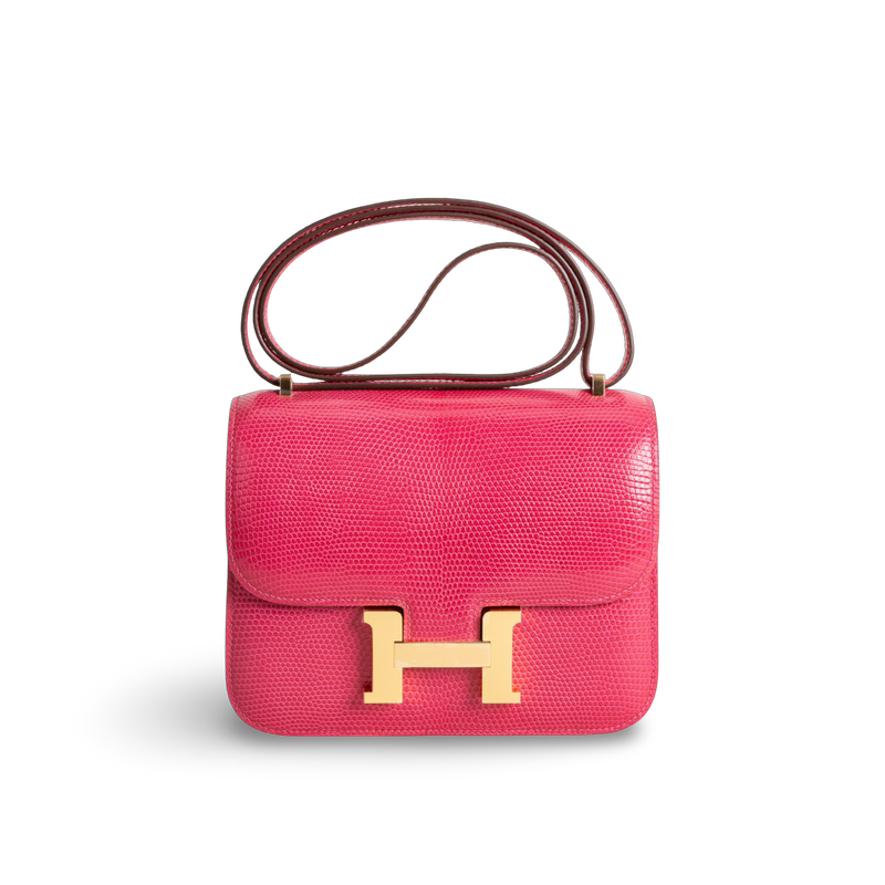 CONSTANCE 18 (MINI) LIZARD LEATHER ROSE FUCHSIA WITH GOLD HARDWARE (GHW)