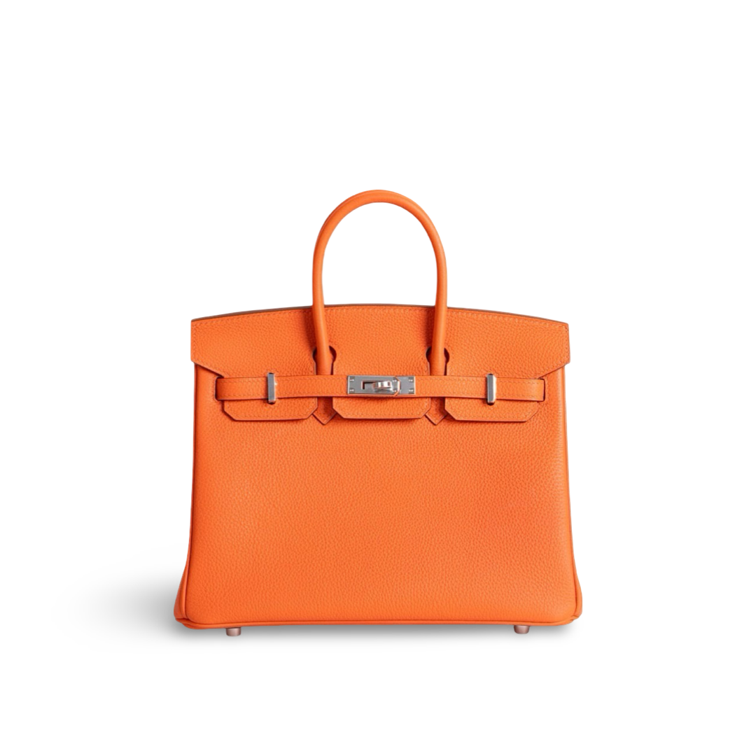 BIRKIN 25 TOGO LEATHER ORANGE WITH PALLADIUM HARDWARE (PHW)