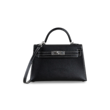 MINI KELLY II (20) CHEVRE LEATHER HORSESHOE STAMP (HSS) NOIR (BLACK) & GRIS PERLE WITH PALLADIUM HARDWARE (PHW)