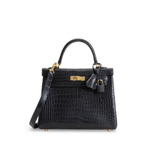 KELLY 25 MATTE POROSUS CROCODILE LEATHER NOIR (BLACK) WITH GOLD HARDWARE (GHW)