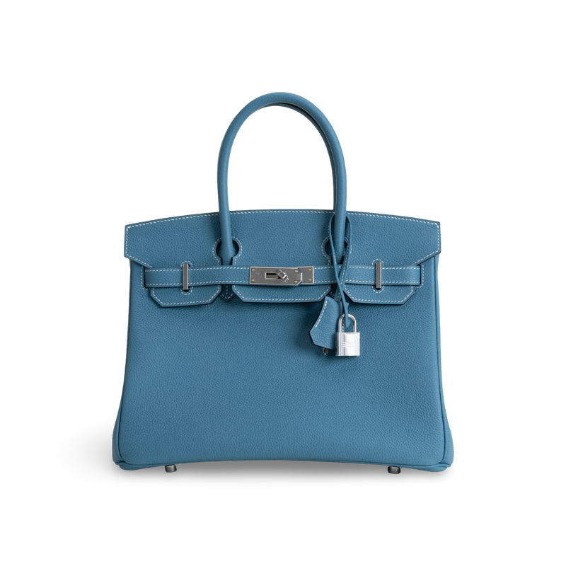 BIRKIN 30 TOGO LEATHER BLEU JEAN WITH PALLADIUM HARDWARE (PHW)
